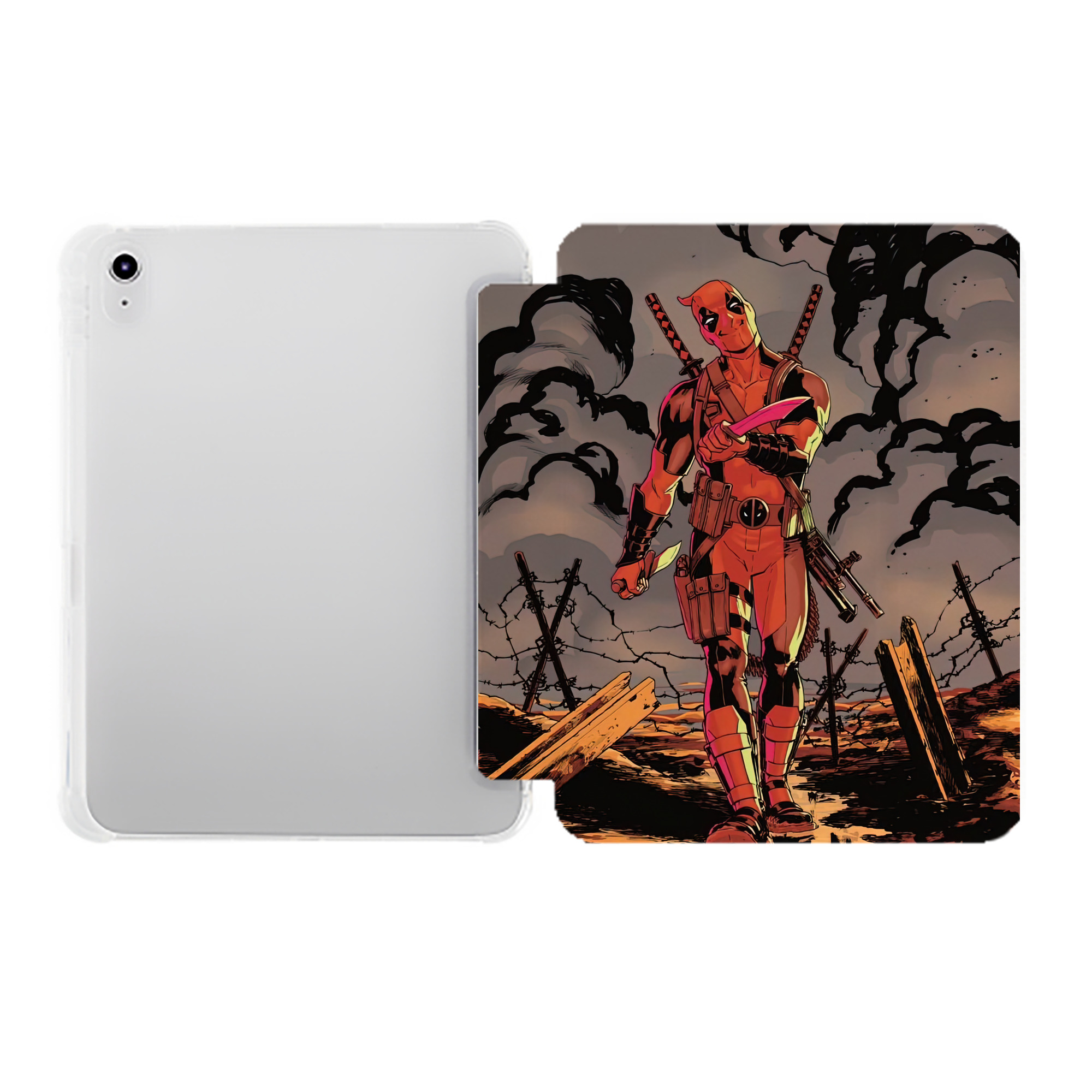 （画像用） Deadpool デッドプール IPad ケース ペン収納付き 三つ折りスタンド PUレザー×シリコン 対応機種9.5/10.5/10.9インチ